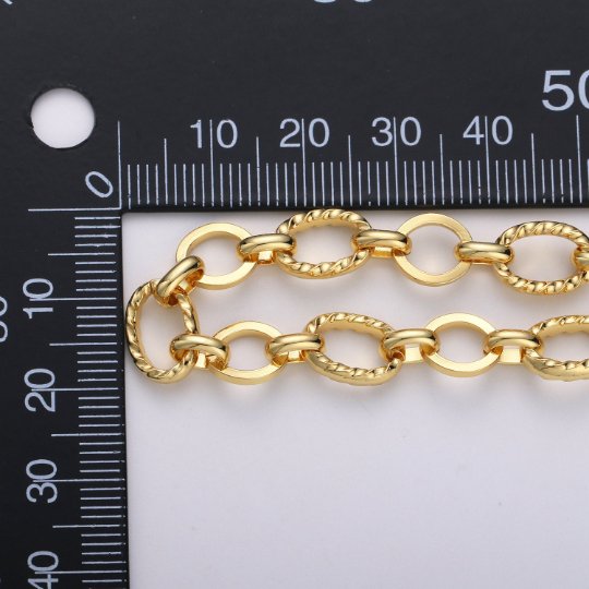 24K Gold plated Oval ROLO Cable Chain by Yard, Link Cable Twisted Chain, Unfinished Chain For Jewelry Making | ROLL-348 Clearance Pricing - DLUXCA