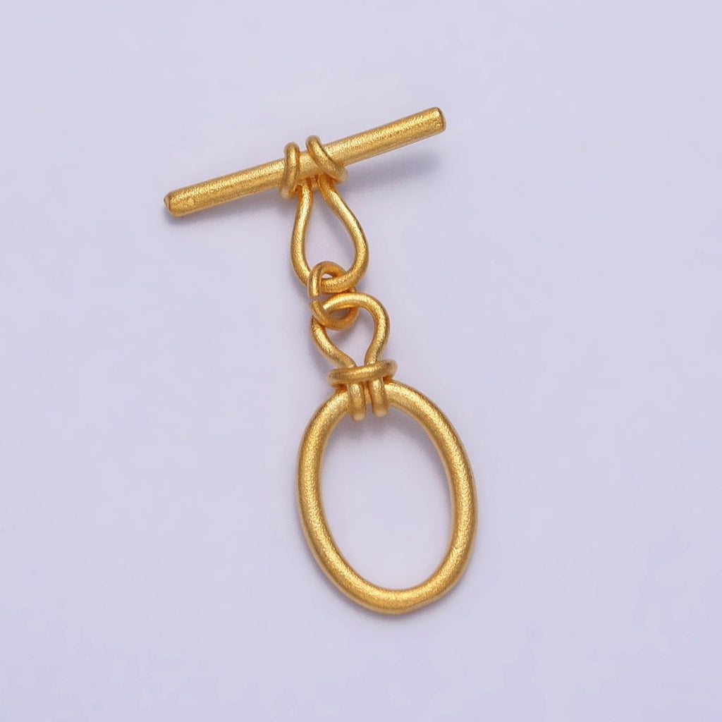 24K Gold plated Oval Tie Knot Matte Gold Toggle Clasps Closure Supply | Z-090 - DLUXCA