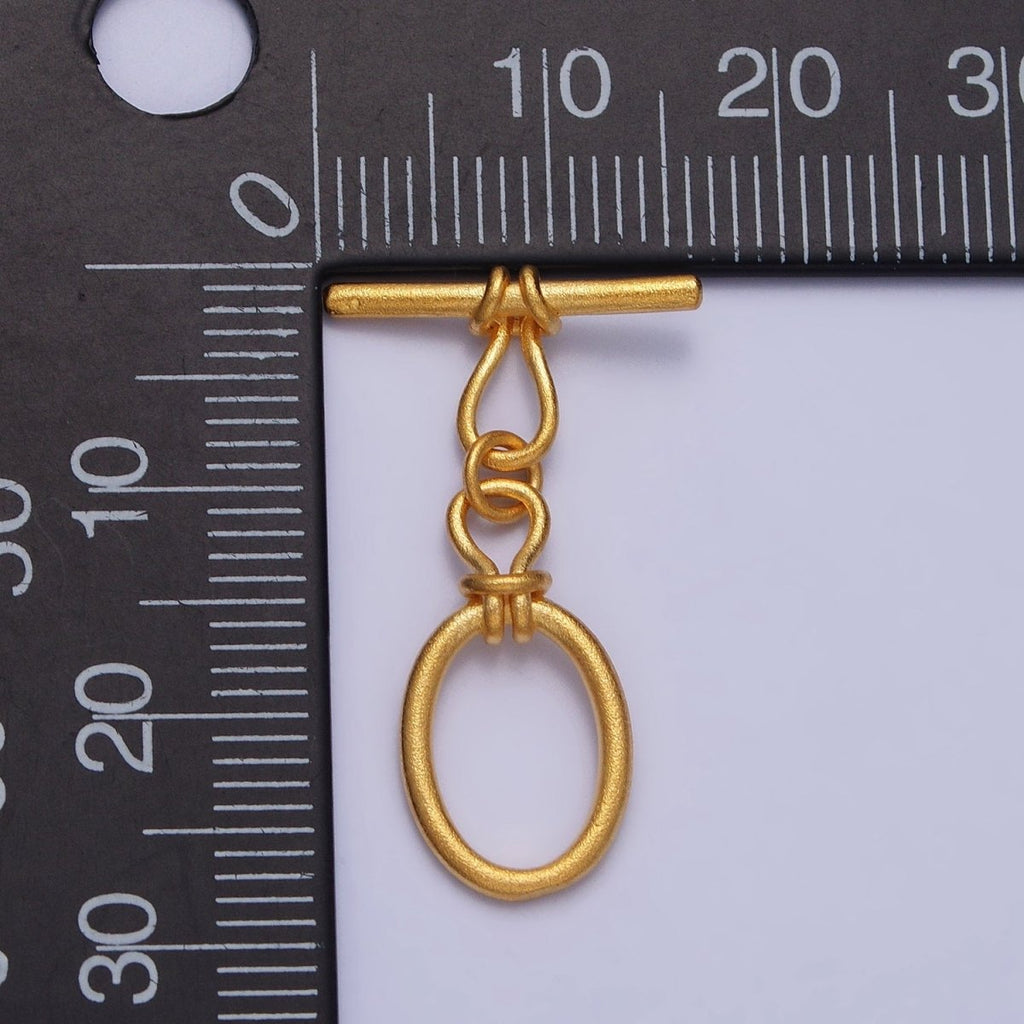 24K Gold plated Oval Tie Knot Matte Gold Toggle Clasps Closure Supply | Z-090 - DLUXCA