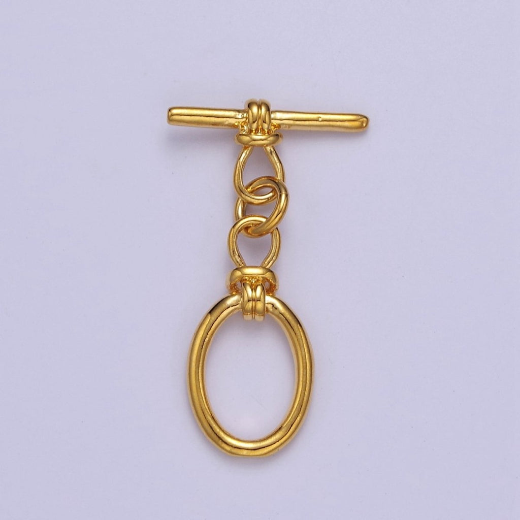 24k Gold plated Oval Toggle Clasp, Jewelry Clasp OT Clasp Findings L-699 L-700 L-701 - DLUXCA