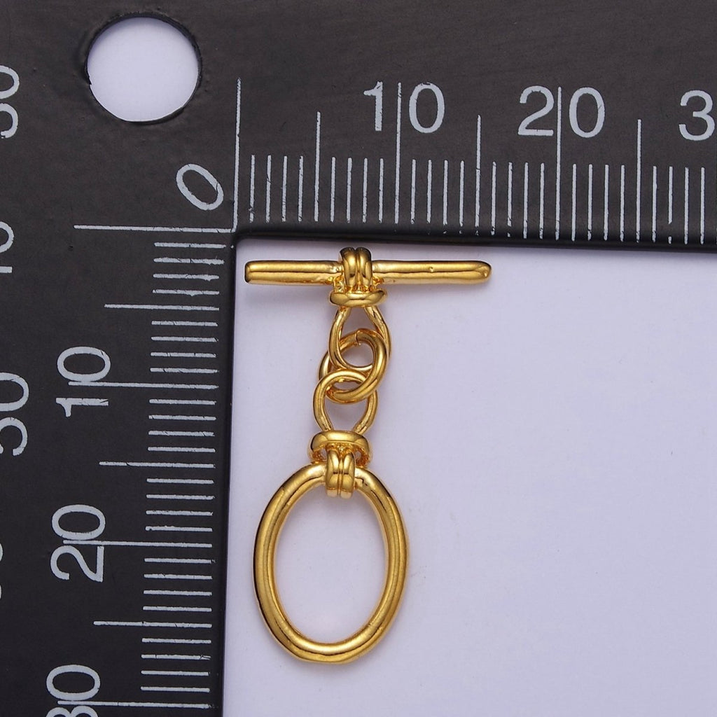 24k Gold plated Oval Toggle Clasp, Jewelry Clasp OT Clasp Findings L-699 L-700 L-701 - DLUXCA