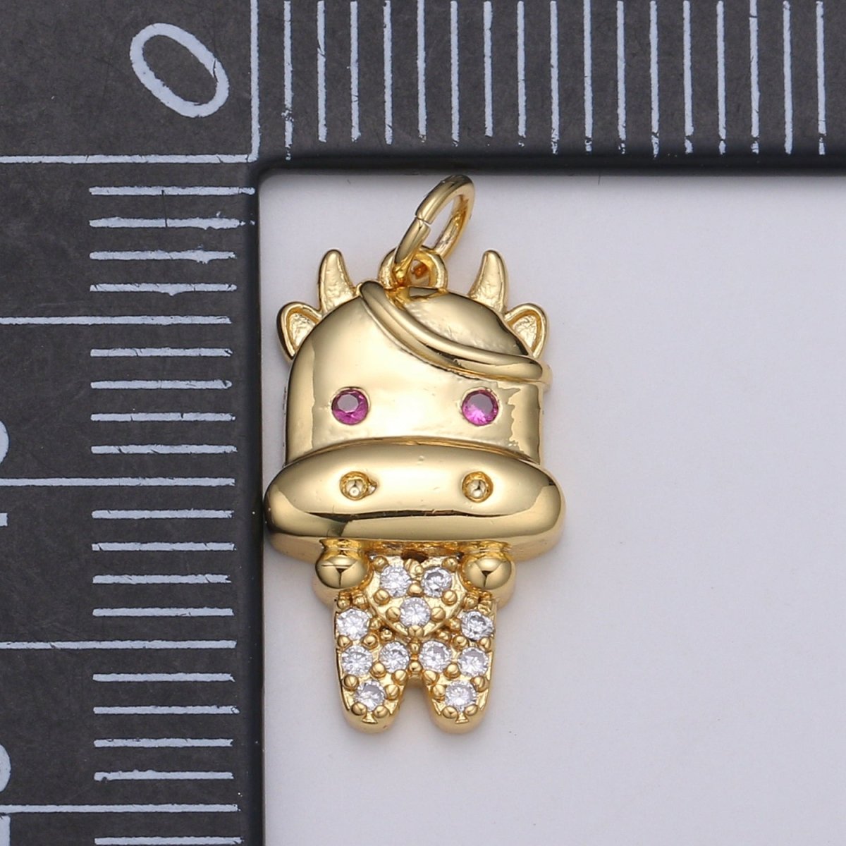 24K Gold plated Ox Charm Gold Cartoon Style Ox Charm Chinese Zodiac 2021 New Year Animal Charm Kawaii Jewelry for Necklace Bracelet,E-078 - DLUXCA