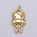 24K Gold plated Ox Charm Gold Cartoon Style Ox Charm Chinese Zodiac 2021 New Year Animal Charm Kawaii Jewelry for Necklace Bracelet,E-078 - DLUXCA