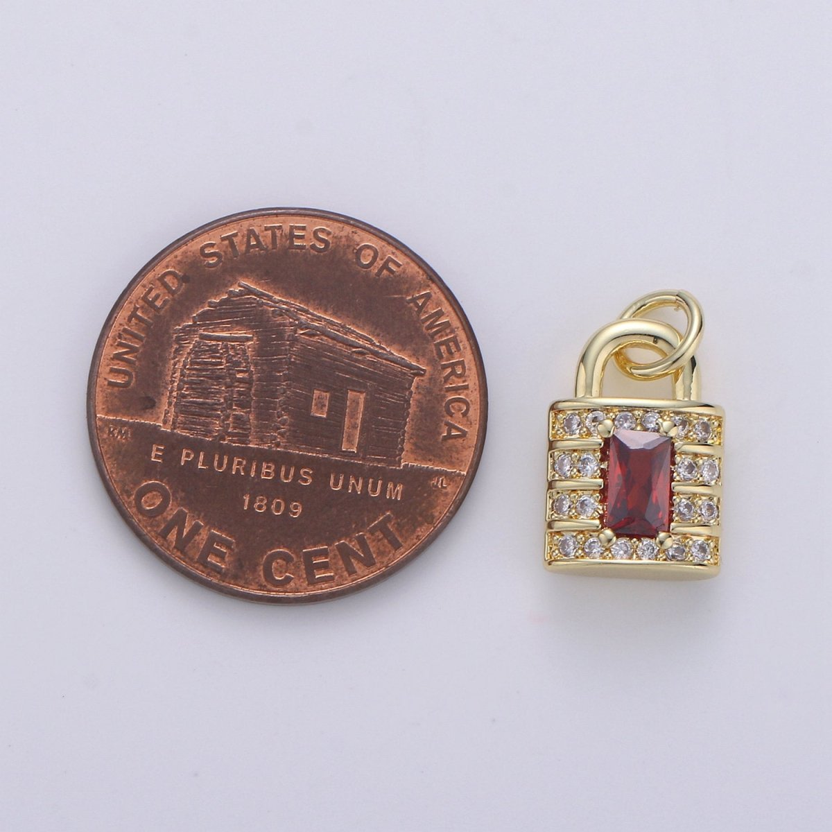 24k Gold plated Padlock Charms, Dainty Lock Charms, Padlock Pendant, Gold Charm, Micro Pave Padlock Bracelet Necklace Charms, 15x8mm D-572 - DLUXCA