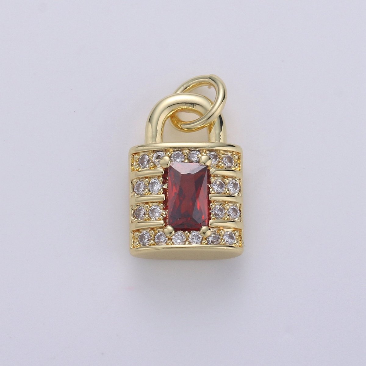 24k Gold plated Padlock Charms, Dainty Lock Charms, Padlock Pendant, Gold Charm, Micro Pave Padlock Bracelet Necklace Charms, 15x8mm D-572 - DLUXCA