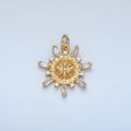 24K Gold plated "Pai, Filho, Espirito Santo" Script Dove Baguette Sun Charm | E227 - DLUXCA