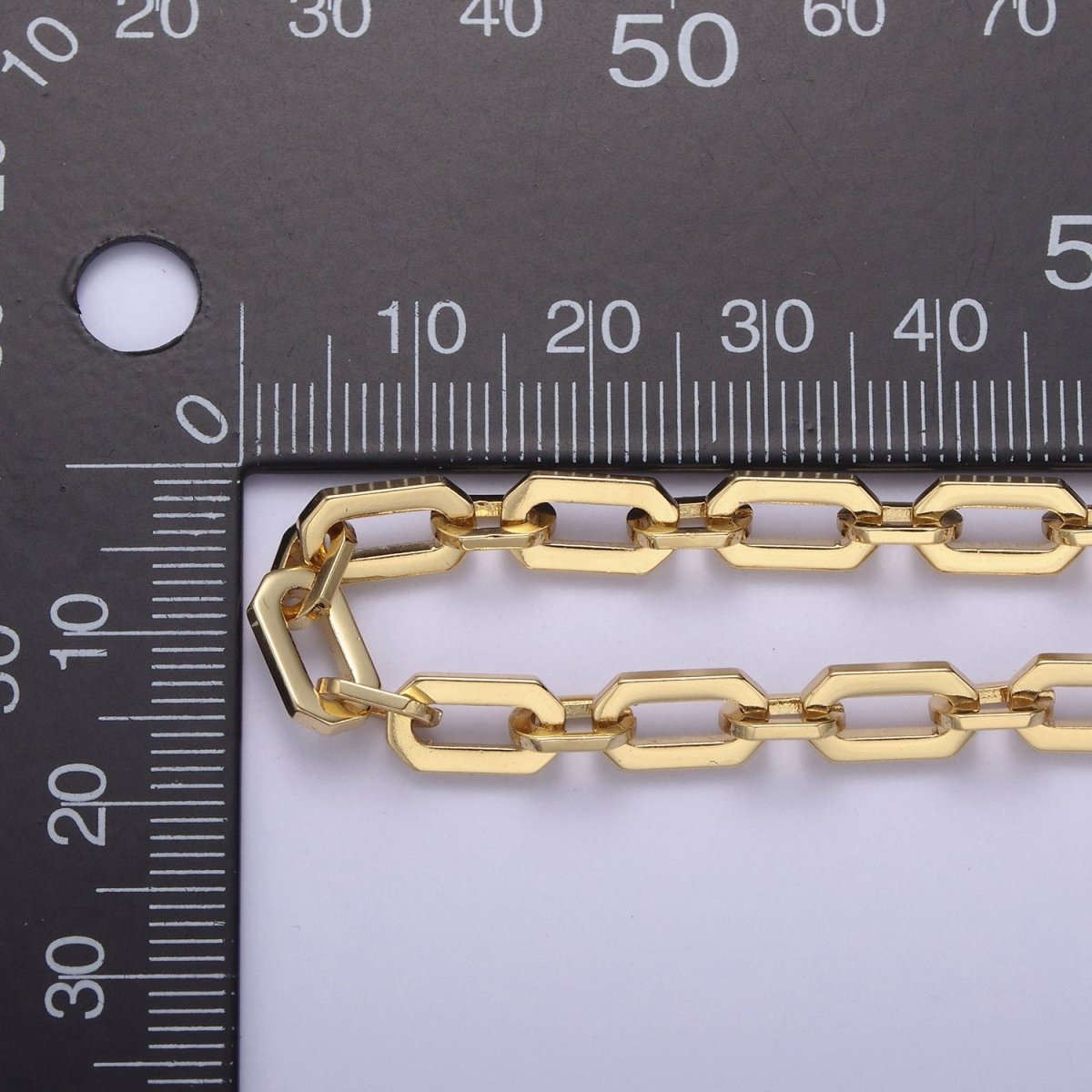 24K Gold plated PaperClip Chain, 10X5.5mm Hexagonal Paperclip Unfinished Chain For Necklace Making Jewelry Supply Component | ROLL-654 Clearance Pricing - DLUXCA