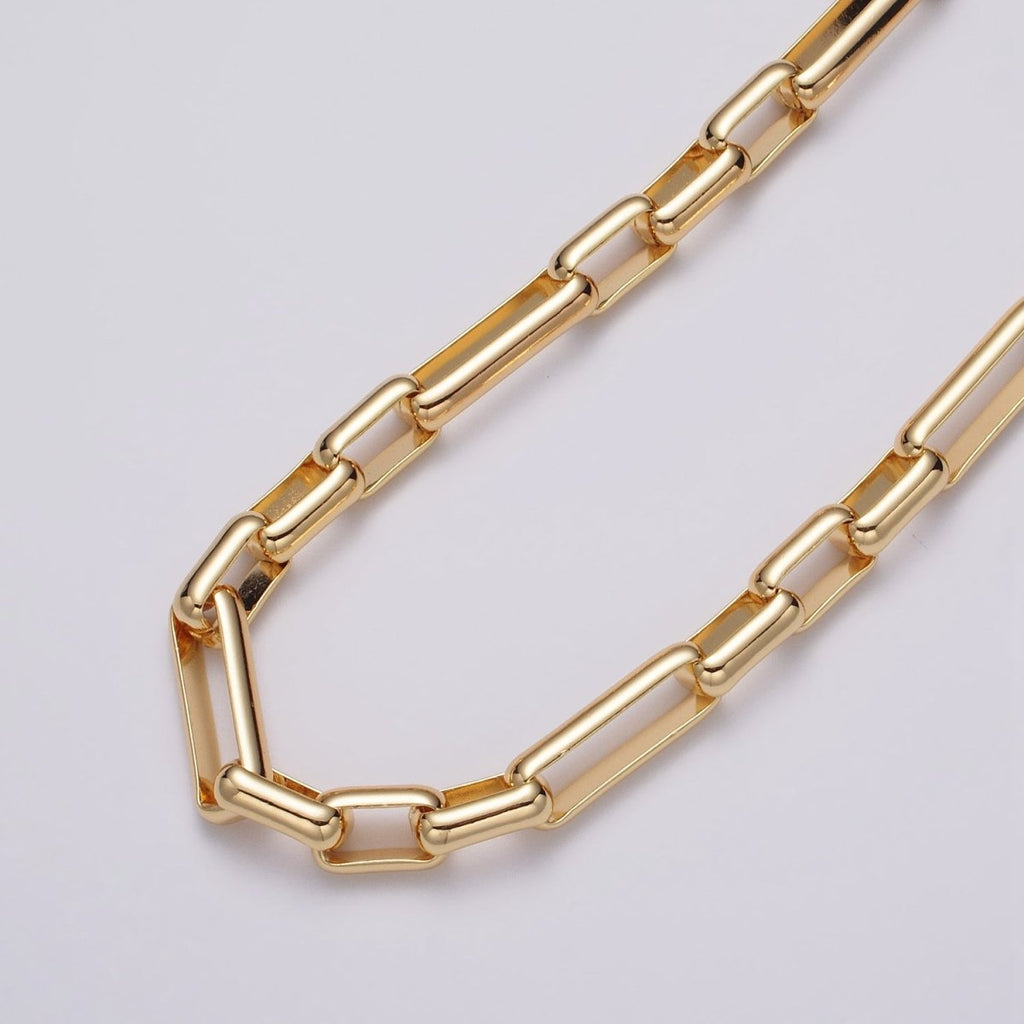 24K Gold plated PAPERCLIP Chain by Yard Unfinished Chain For Necklace Bracelet Jewelry Making | ROLL-1131 Clearance Pricing - DLUXCA