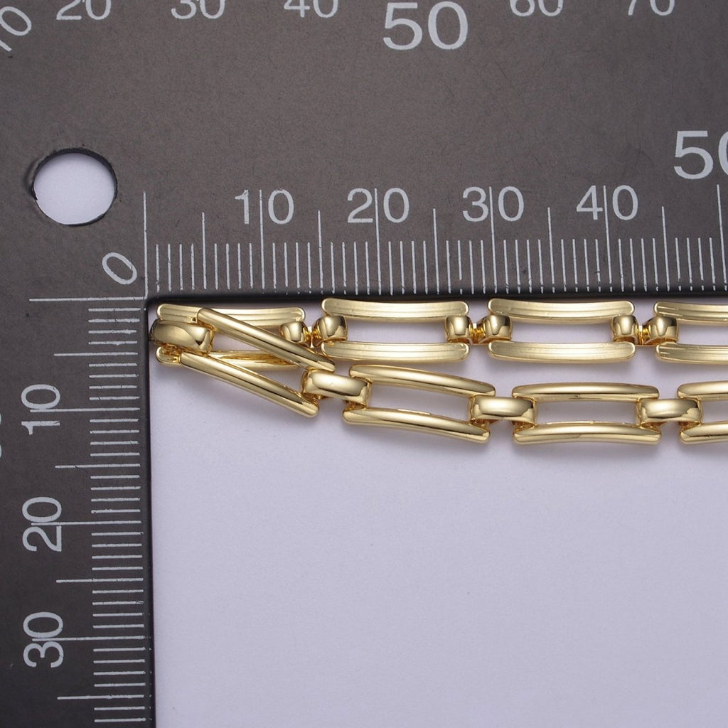 24K Gold plated Paperclip Chain, Curved 12.6X5.4mm Chain For Jewelry Bracelet Making | ROLL-701 Clearance Pricing - DLUXCA