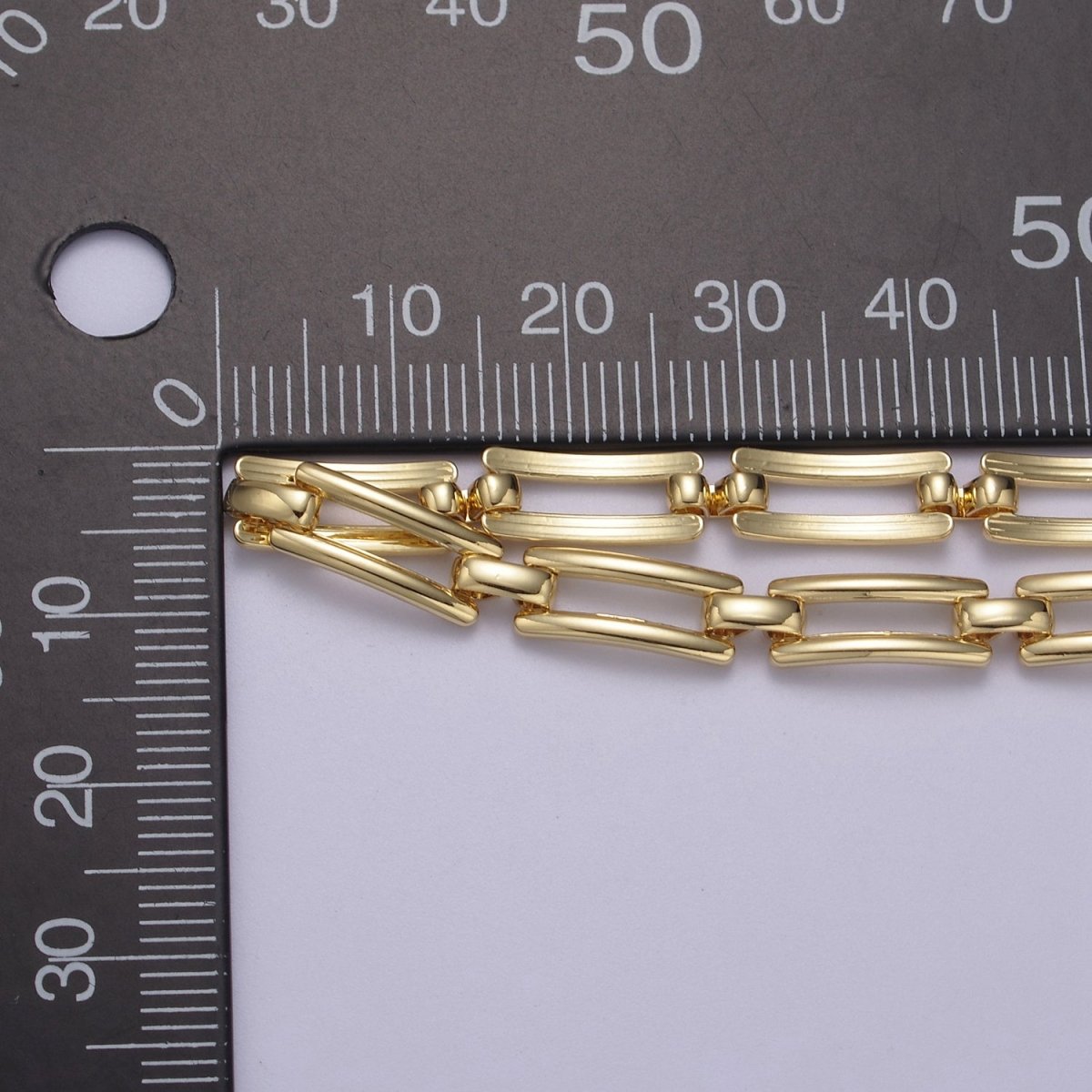 24K Gold plated Paperclip Chain, Curved 12.6X5.4mm Chain For Jewelry Bracelet Making | ROLL-701 Clearance Pricing - DLUXCA