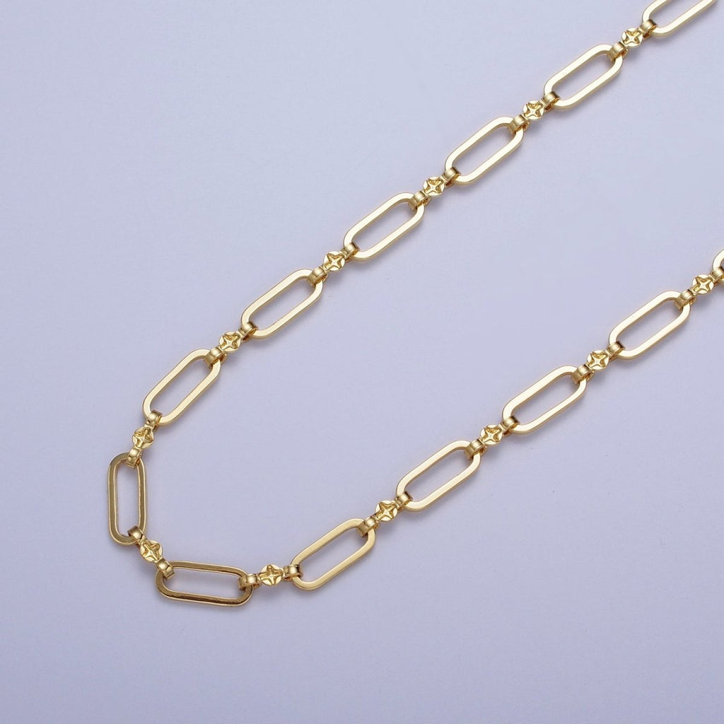 24K Gold plated Paperclip Engraved Figure Eight Link Unfinished Bulk Unique Chain Jewelry Component | ROLL-856 Clearance Pricing - DLUXCA