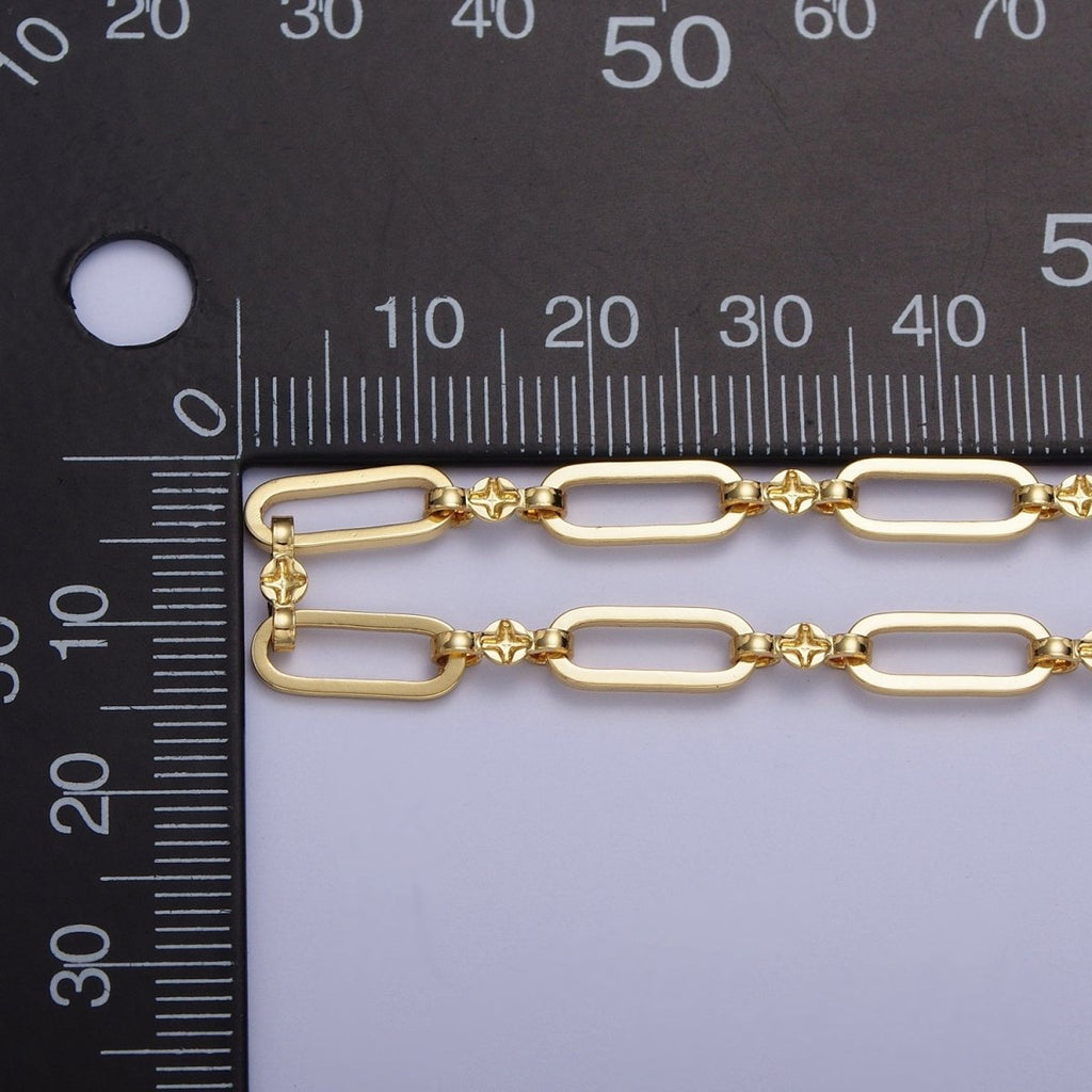 24K Gold plated Paperclip Engraved Figure Eight Link Unfinished Bulk Unique Chain Jewelry Component | ROLL-856 Clearance Pricing - DLUXCA