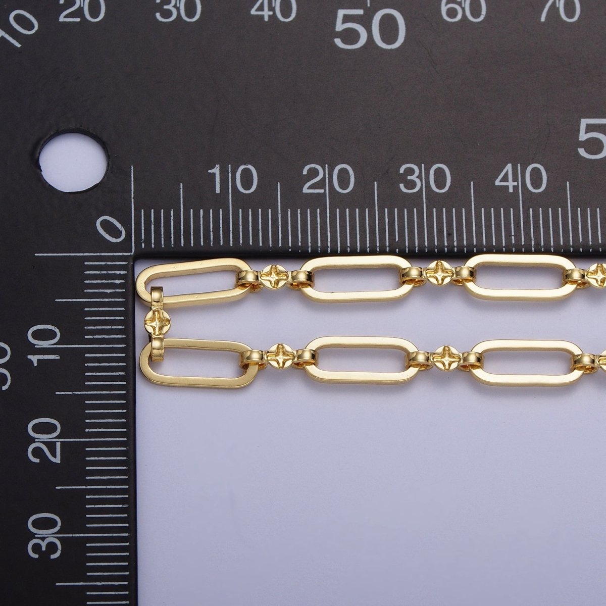 24K Gold plated Paperclip Engraved Figure Eight Link Unfinished Bulk Unique Chain Jewelry Component | ROLL-856 Clearance Pricing - DLUXCA