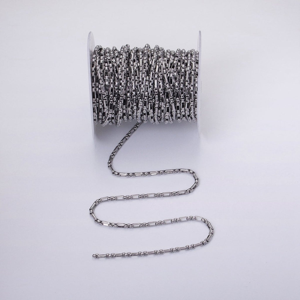 24k Gold plated PaperClip Figaro Long and Short Fancy 3.5mm Cable Chain Link Unfinished Yard Chain in Gold & Silver | ROLL-1315 ROLL-1316 Clearance Pricing