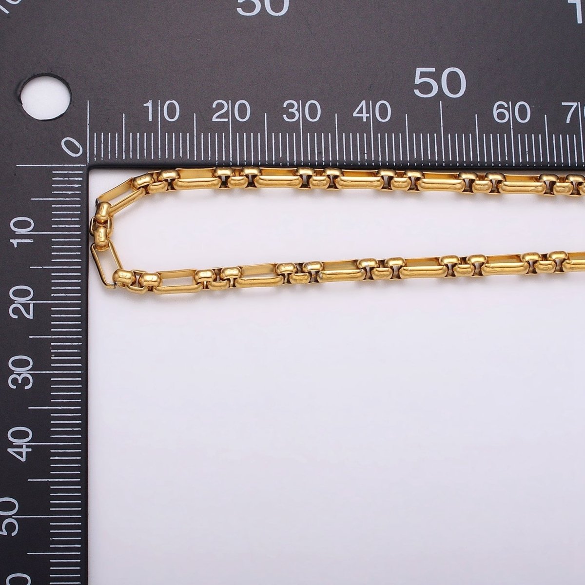 24k Gold plated PaperClip Figaro Long and Short Fancy 3.5mm Cable Chain Link Unfinished Yard Chain in Gold & Silver | ROLL-1315 ROLL-1316 Clearance Pricing