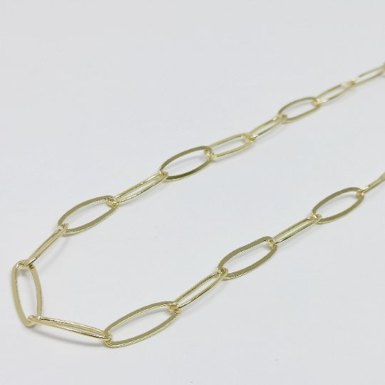 24K Gold plated PaperClip Oval Link Chain By Yard, For Jewelry Making, 19X6.8mm For Necklace Bracelet Anklet Component Supply | ROLL-366 Clearance Pricing - DLUXCA