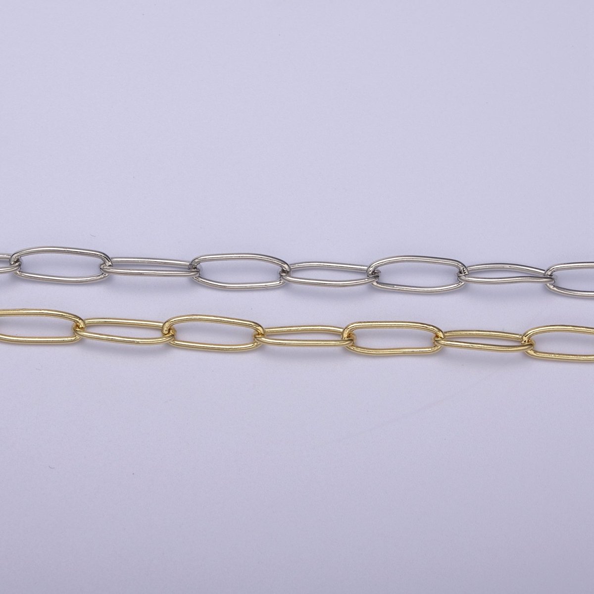 24K Gold plated Paperclip Unfinished Chain, 14X5mm paperclip Chain in Gold & Silver For Jewelry Making Supply Component | ROLL-678, ROLL-679 Clearance Pricing - DLUXCA