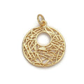 24k Gold plated Patterned Geometric Circle Charm, Branch Paisley Pendant Charm, Gold plated Charm, For DIY Jewelry, Gold Color D-058 - DLUXCA