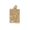24k Gold plated Patterned Rectangle Charm, Branch Paisley Pendant Charm, Gold plated Charm, For DIY Jewelry, Gold Color D-055 - DLUXCA