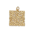 24k Gold plated Patterned Square Charm, Branch Paisley Pendant Charm, Gold plated Charm, For DIY Jewelry, Gold Color D-054 - DLUXCA