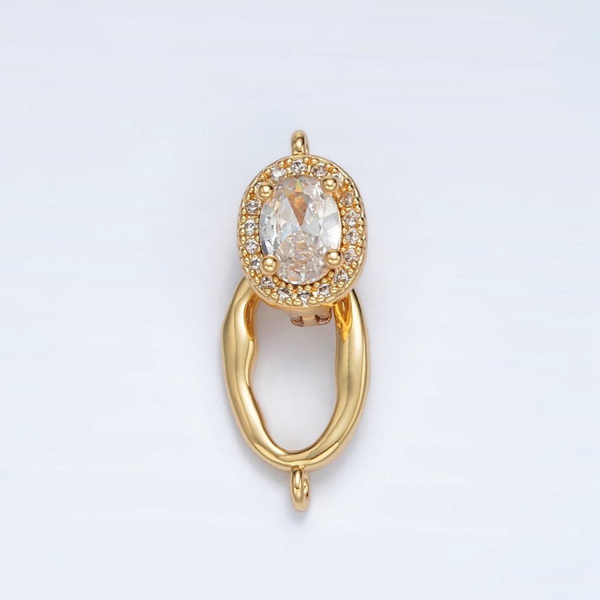 24K Gold plated Paved CZ Ovel with Snap Lock Latch Closure Findings Set | Z - 890 - DLUXCA