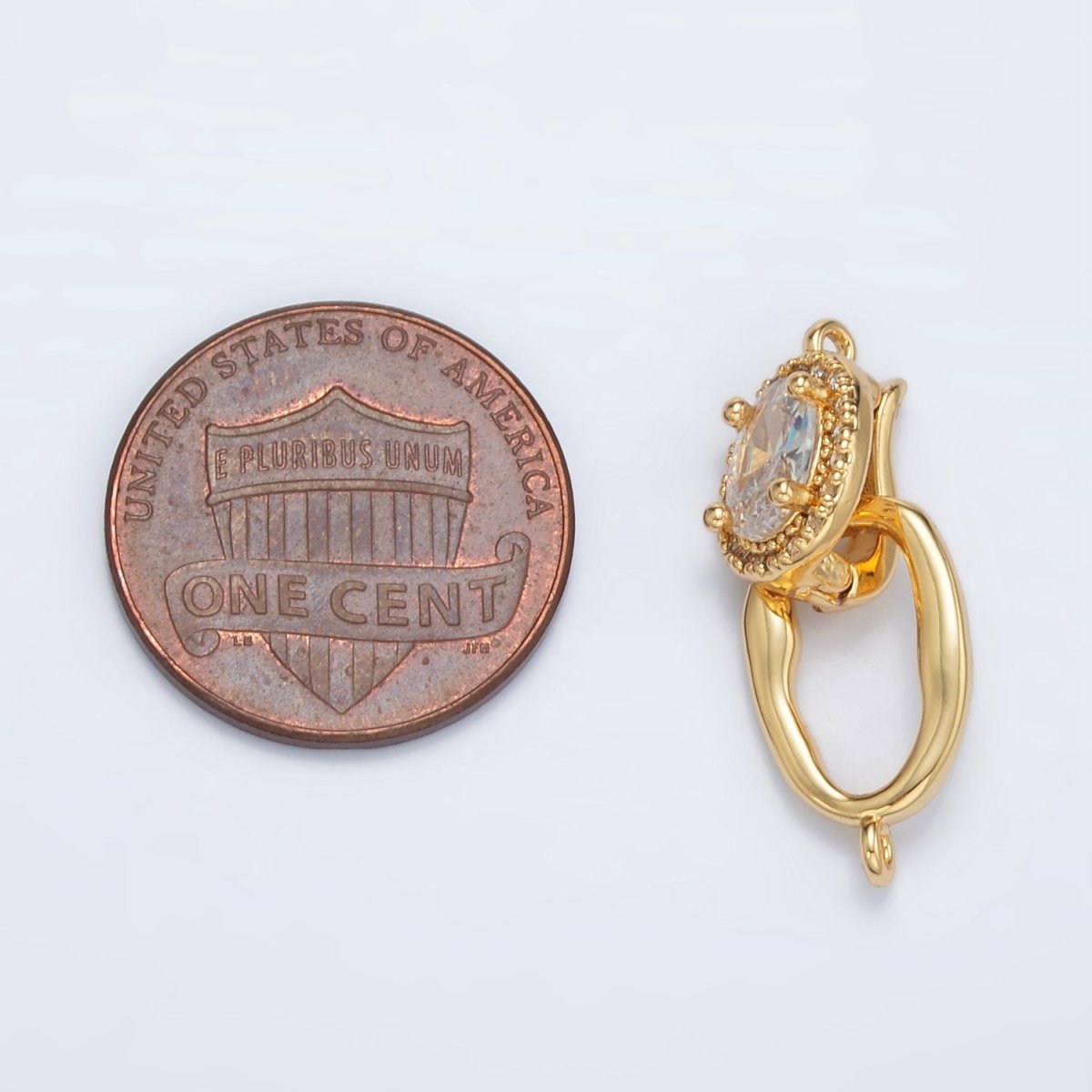 24K Gold plated Paved CZ Ovel with Snap Lock Latch Closure Findings Set | Z - 890 - DLUXCA