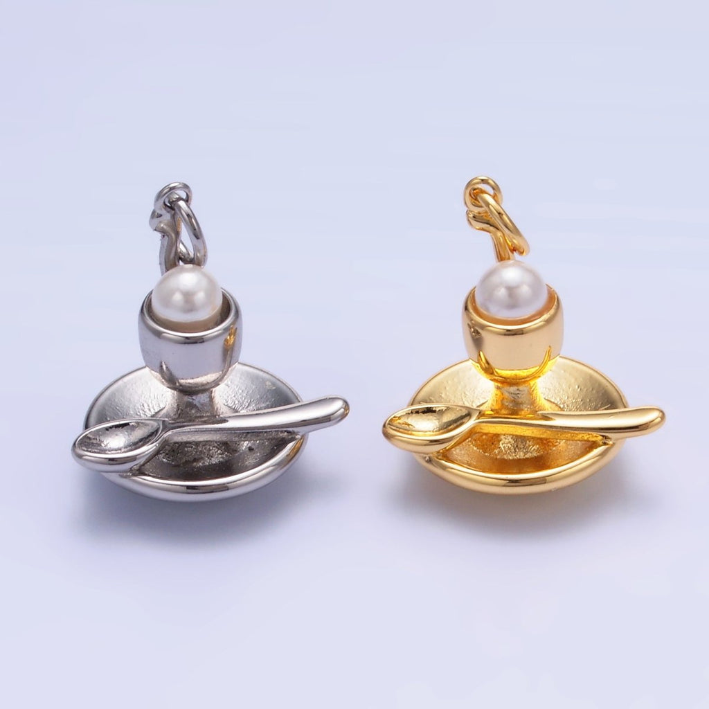 24K Gold plated Pearl Ice Cream Sundae Dessert Food Charm in Gold & Silver | W427 - DLUXCA