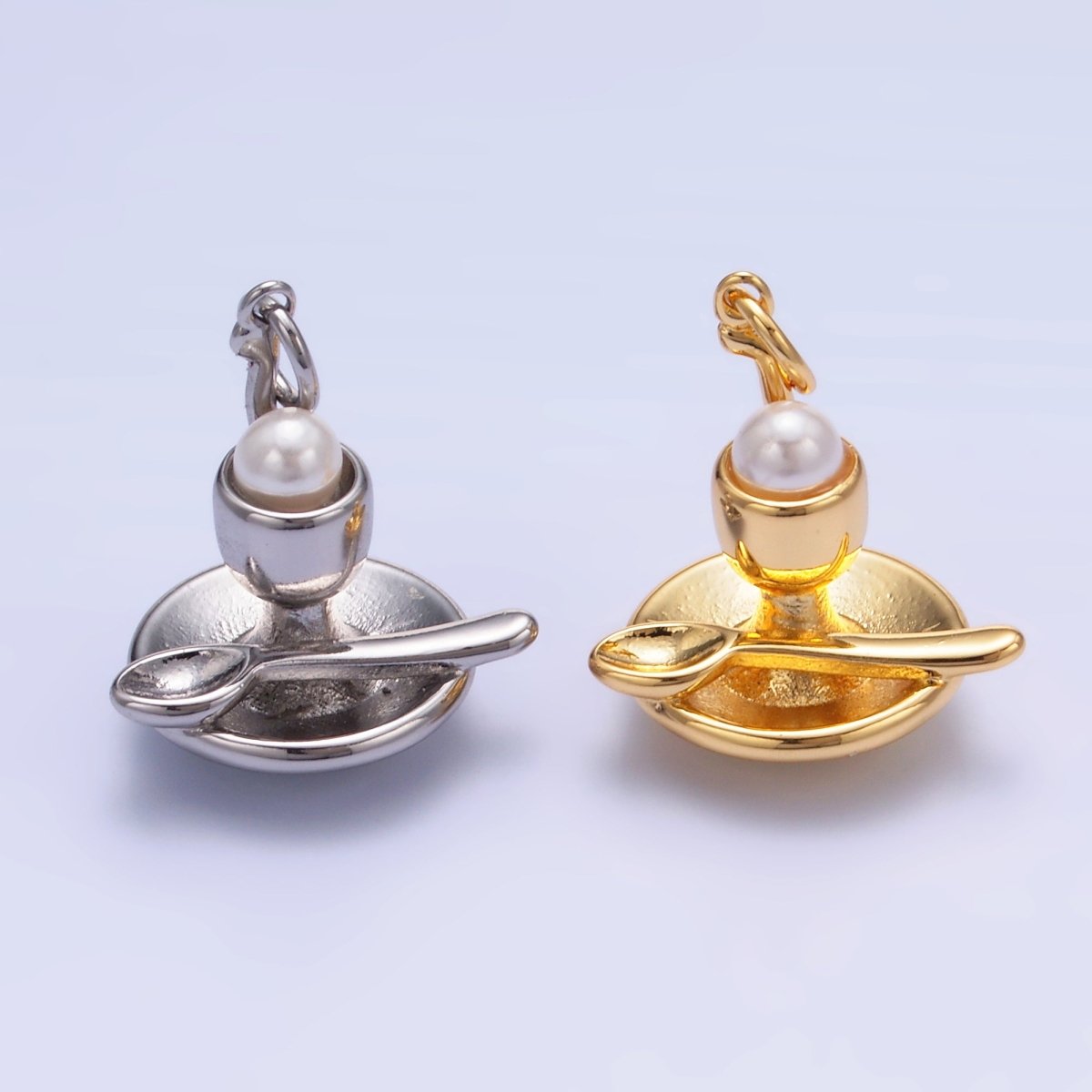 24K Gold plated Pearl Ice Cream Sundae Dessert Food Charm in Gold & Silver | W427 - DLUXCA