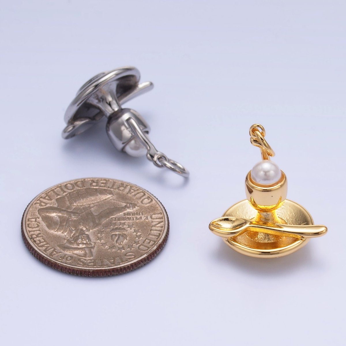 24K Gold plated Pearl Ice Cream Sundae Dessert Food Charm in Gold & Silver | W427 - DLUXCA