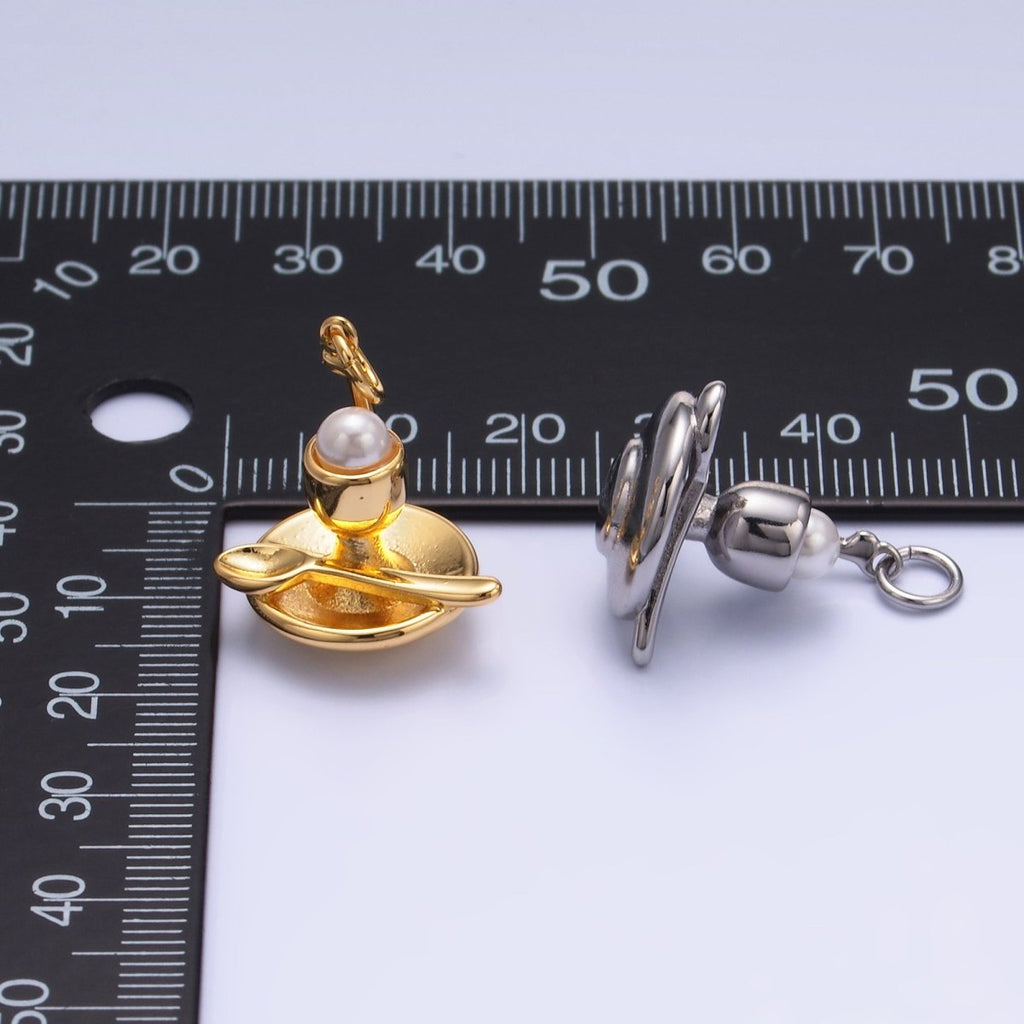 24K Gold plated Pearl Ice Cream Sundae Dessert Food Charm in Gold & Silver | W427 - DLUXCA