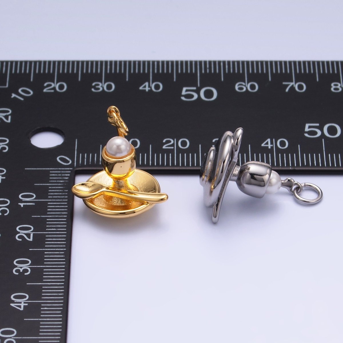 24K Gold plated Pearl Ice Cream Sundae Dessert Food Charm in Gold & Silver | W427 - DLUXCA