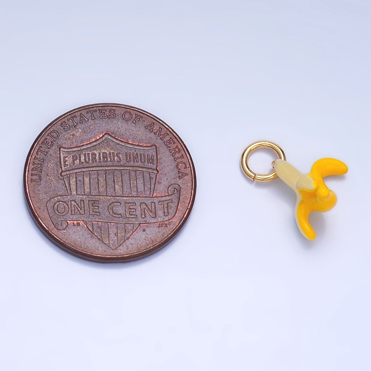 24K Gold plated Peeled Banana Fruit Enamel Mini Multidimensional Charm | W058 - DLUXCA