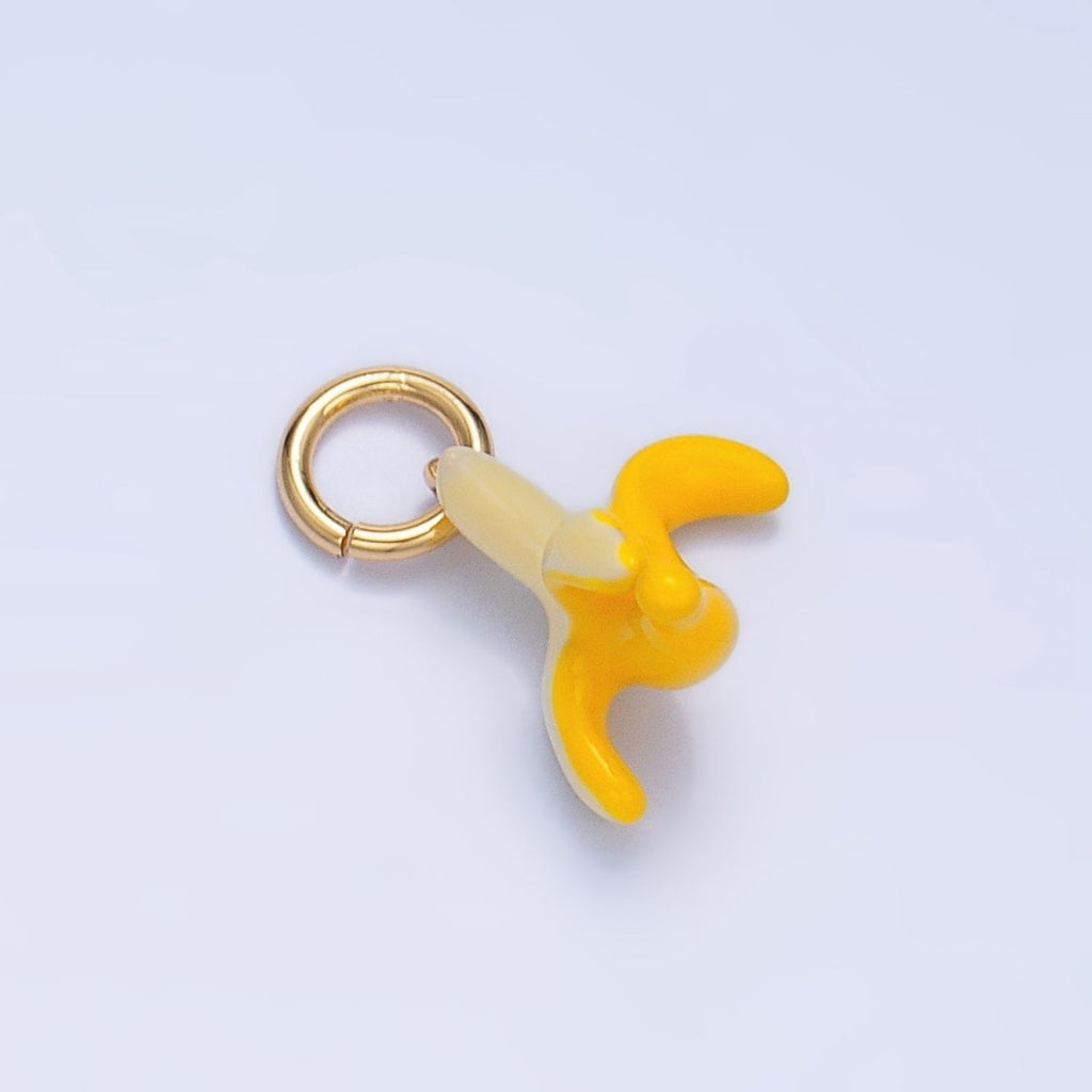 24K Gold plated Peeled Banana Fruit Enamel Mini Multidimensional Charm | W058 - DLUXCA