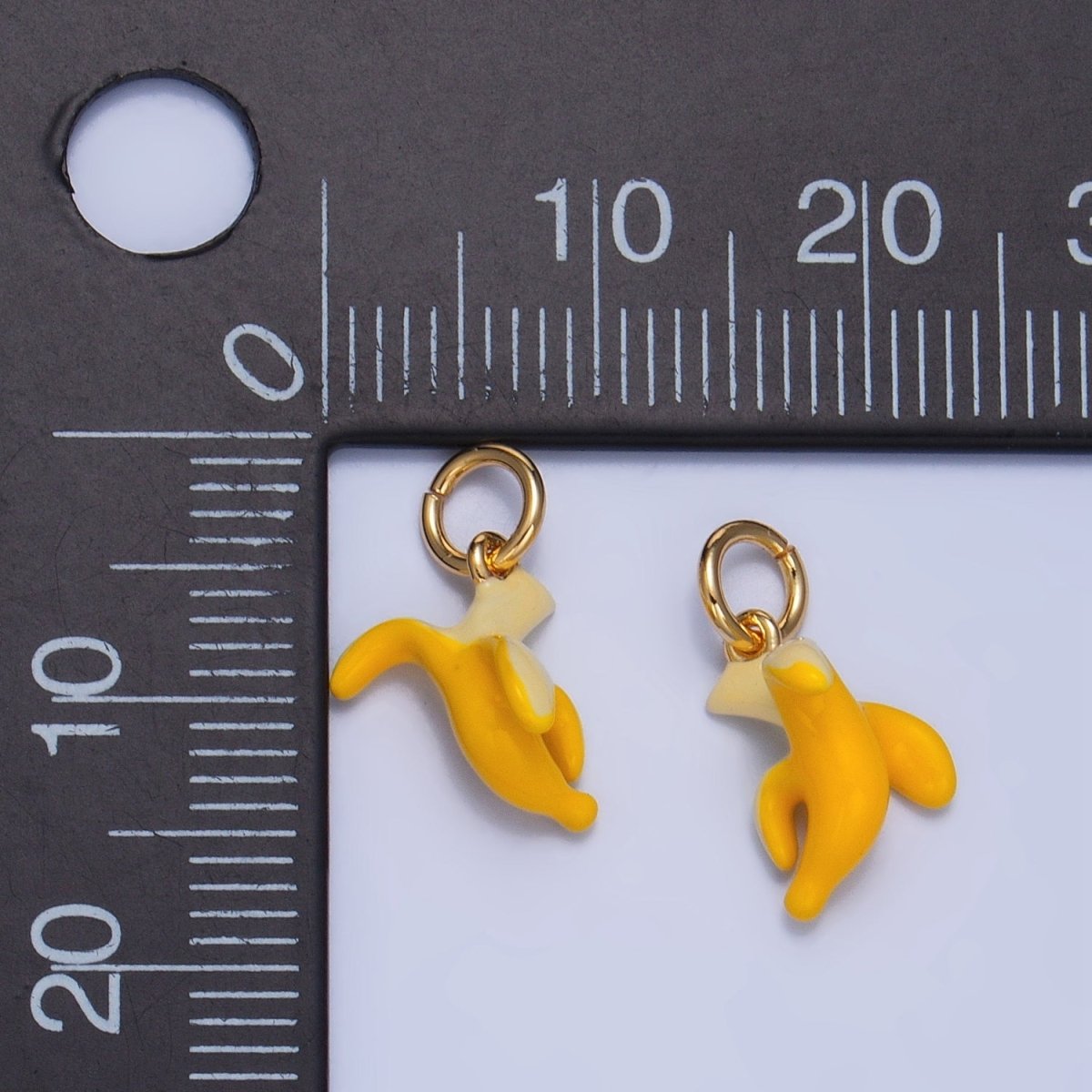 24K Gold plated Peeled Banana Fruit Enamel Mini Multidimensional Charm | W058 - DLUXCA