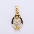 24K Gold plated Penguin Charm Pendant Enamel Animal Charm Gold Penguin Pendant | Winter Wonderland Artic Snow Charm Jewelry J-074 - DLUXCA