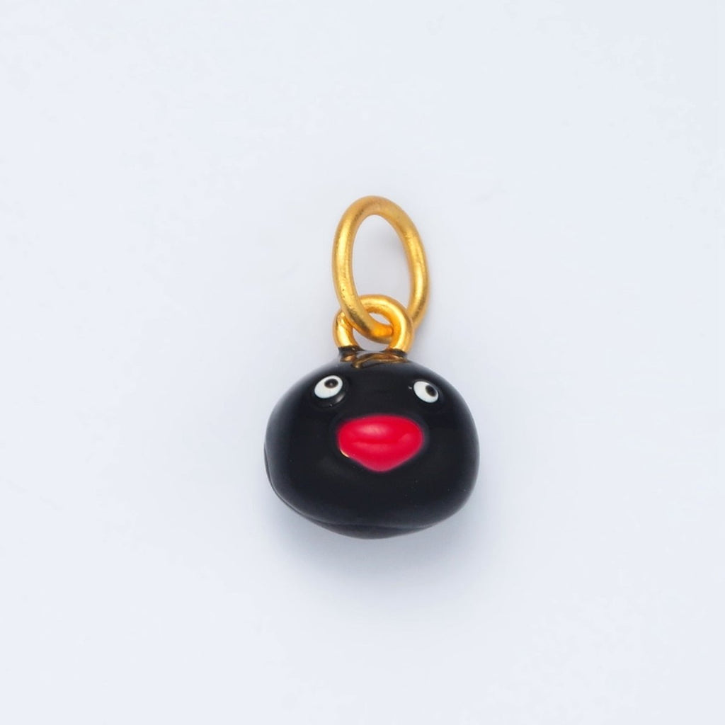 24K Gold plated Penguin Head Animal Enamel Charm | AG921 - DLUXCA