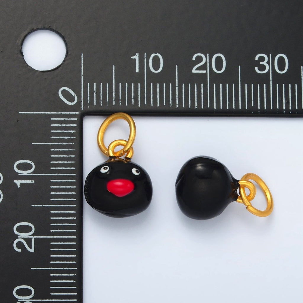 24K Gold plated Penguin Head Animal Enamel Charm | AG921 - DLUXCA
