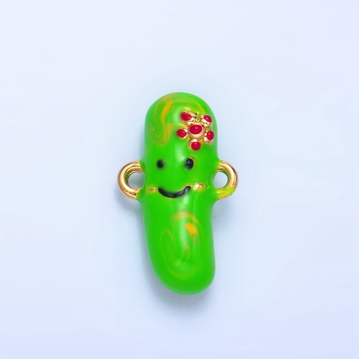 24K Gold plated Pickle Cucumber Fruit Enamel Connector in Gold & Silver | F766