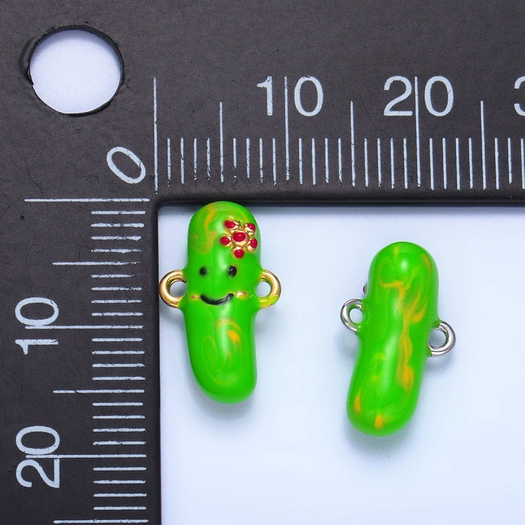 24K Gold plated Pickle Cucumber Fruit Enamel Connector in Gold & Silver | F766