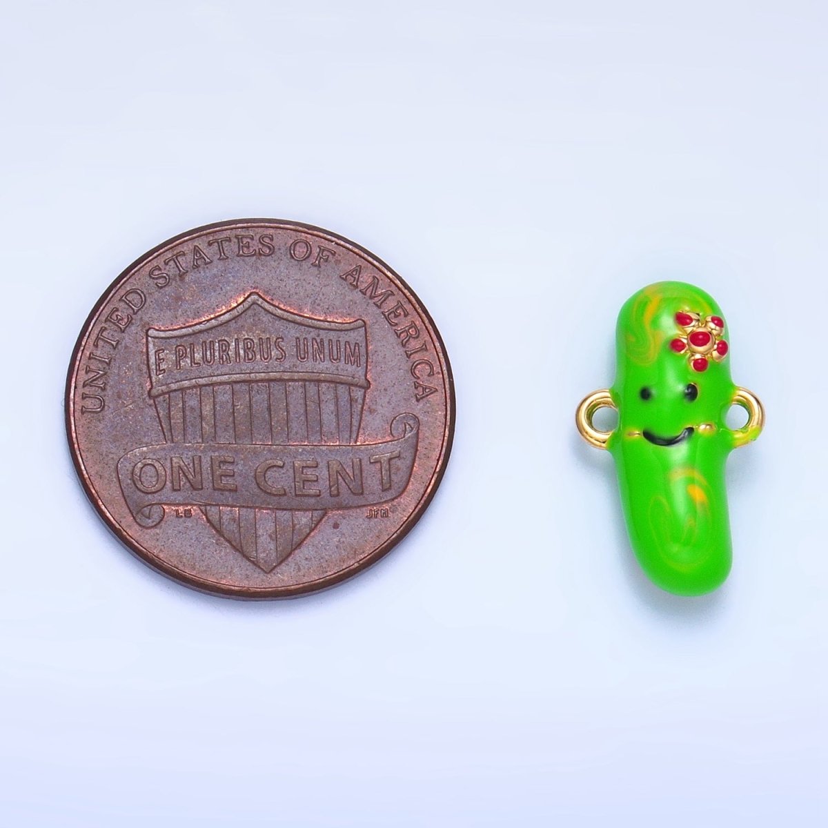 24K Gold plated Pickle Cucumber Fruit Enamel Connector in Gold & Silver | F766