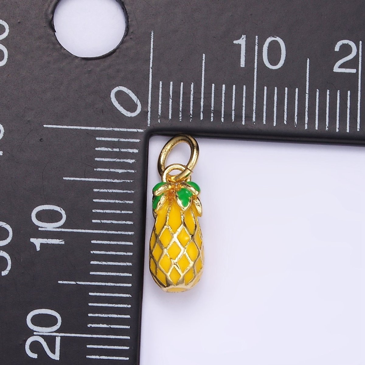 24K Gold plated Pineapple Fruit Enamel Charm | C743 - DLUXCA