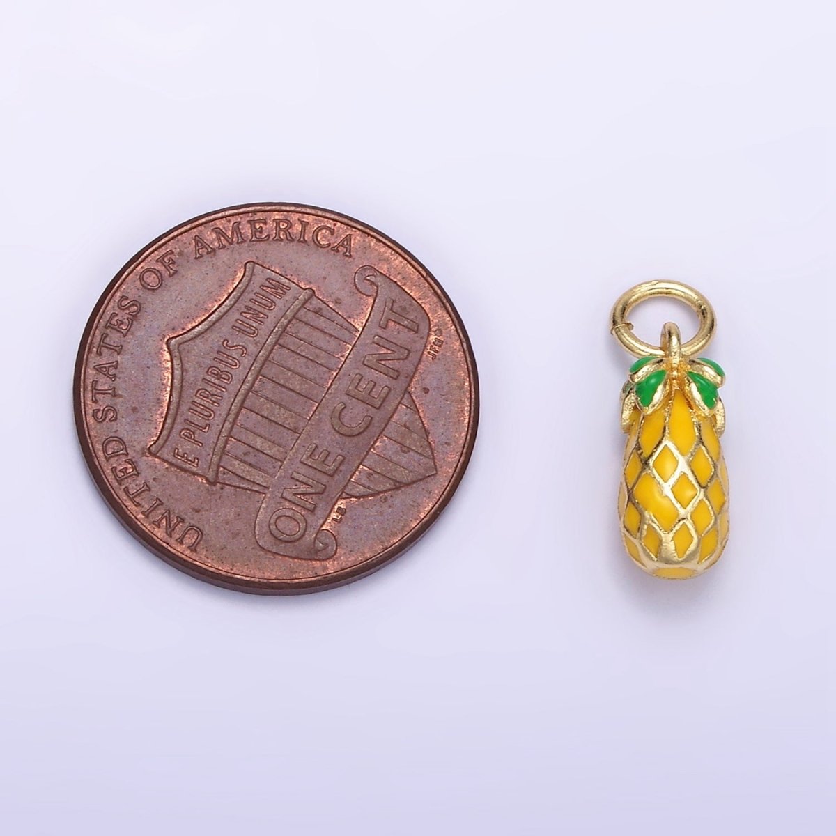 24K Gold plated Pineapple Fruit Enamel Charm | C743 - DLUXCA