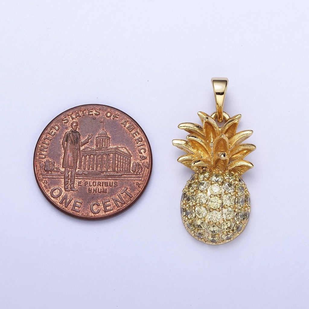 24k Gold plated Pineapple Pendant for Necklace Bracelet Tropical Fruit Jewelry Inspired H-391 - DLUXCA