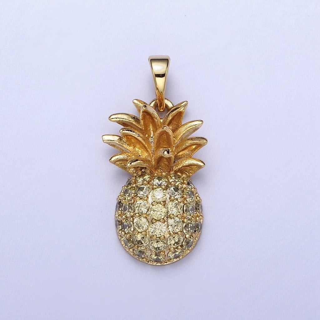 24k Gold plated Pineapple Pendant for Necklace Bracelet Tropical Fruit Jewelry Inspired H-391 - DLUXCA
