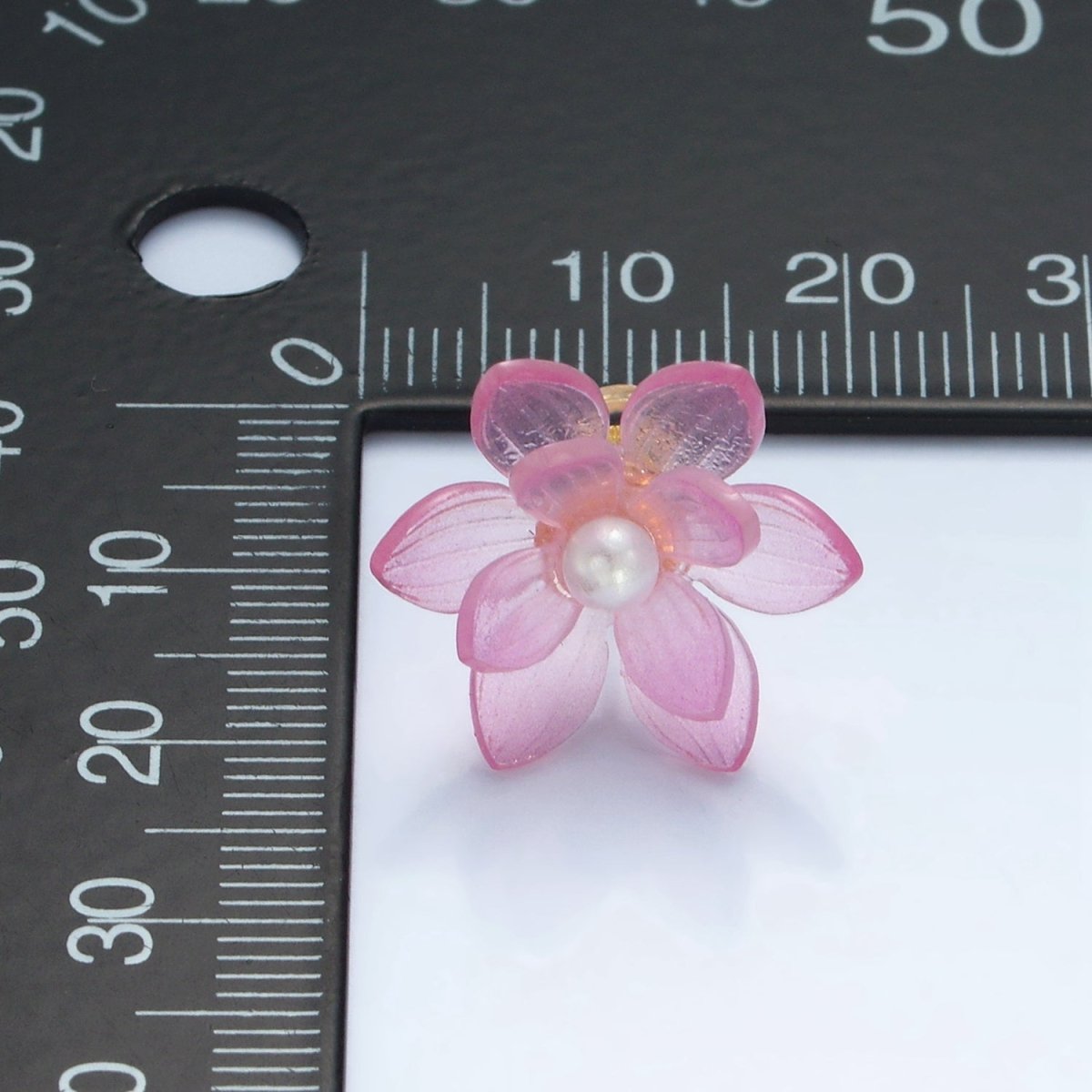 24K Gold plated Pink Acrylic Sakura Flower Stud Earrings | P099 - DLUXCA