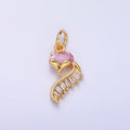 24K Gold plated Pink Baguette CZ Fox Animal Charm in Gold & Silver | M462 