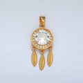 24K Gold plated Pink, Clear CZ Micro Paved Dreamcatcher Pendant | AA1387
