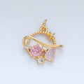 24K Gold plated Pink CZ Celestial Saturn Planet Open Charm | X280 - DLUXCA
