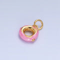 24K Gold plated Pink Enamel Circular Donut Charm | W118 - DLUXCA
