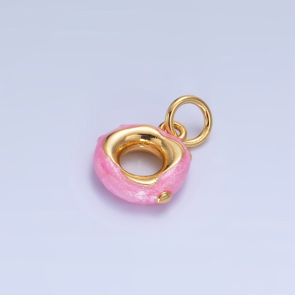 24K Gold plated Pink Enamel Circular Donut Charm | W118 - DLUXCA